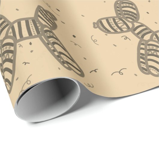 Sepia Balloon Dog Party Wrapping Paper Geschenkpapier (Rolleneckpunkt)