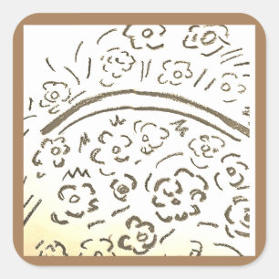 Sepia Basket mit Handle Quadratischer Aufkleber