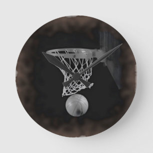 Sepia Basketball Runde Wanduhr