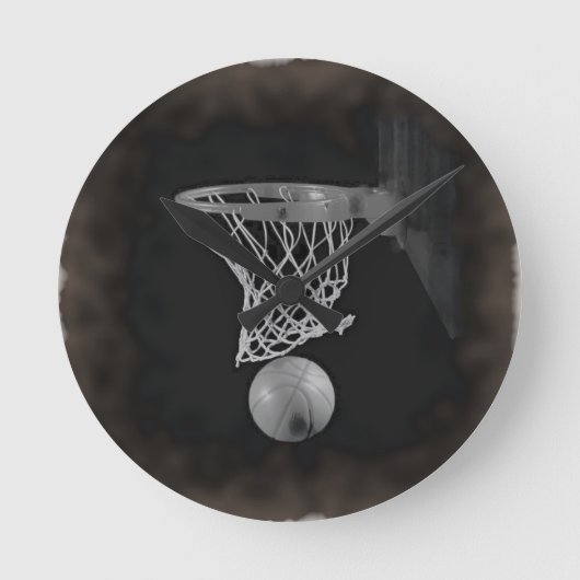 Sepia Basketball Runde Wanduhr (Vorderseite)
