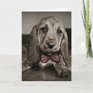 Sepia Basset Hound Welpe Happy Valentine's Day Feiertagskarte