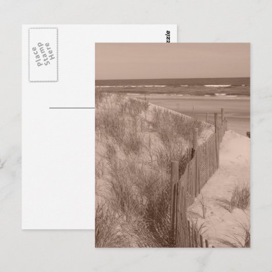 Sepia Beach Scene Postkarte (Vorne/Hinten)