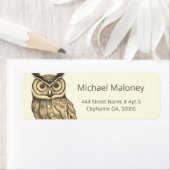 Sepia Beige Owl AI Gemalt Style Label (Insitu)