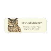 Sepia Beige Owl AI Gemalt Style Label (Vorne)