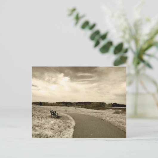 Sepia Bench Postkarte (Stehend Vorderseite)
