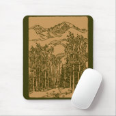 Sepia-Berge und -Wald Mousepad (Mit Mouse)