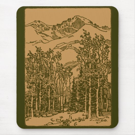 Sepia-Berge und -Wald Mousepad (Vorne)