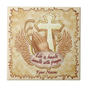 Sepia-Betende-Hände-Christlich Fliese