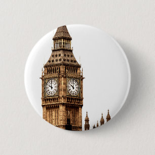 Sepia Big Ben Tower Button