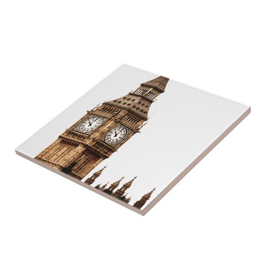 Sepia Big Ben Tower Fliese (Seite)