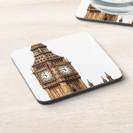 Sepia Big Ben Tower Getränkeuntersetzer (Linke Seite)
