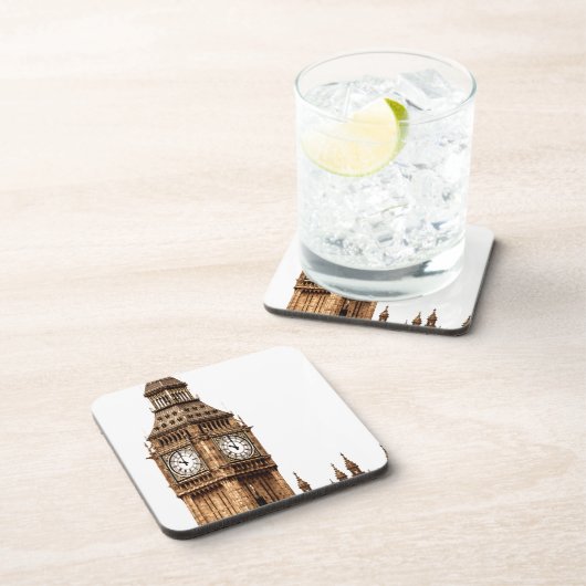 Sepia Big Ben Tower Getränkeuntersetzer (Rechte Seite)