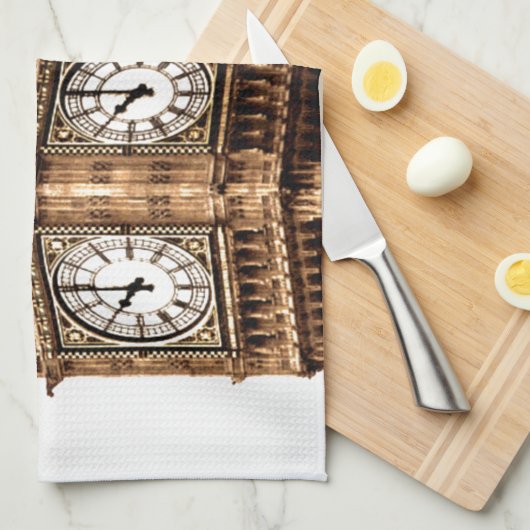 Sepia Big Ben Tower Handtuch (Viertel Falte)