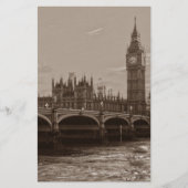 Sepia Big Ben Tower Palace in Westminster Briefpapier (Vorderseite)