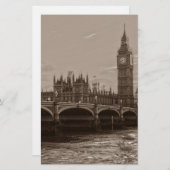 Sepia Big Ben Tower Palace in Westminster Briefpapier (Vorne/Hinten)