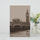 Sepia Big Ben Tower Palace in Westminster Briefpapier (Stehend Vorderseite)