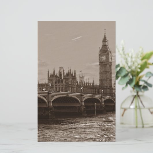 Sepia Big Ben Tower Palace in Westminster Briefpapier (Stehend Vorderseite)