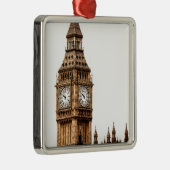 Sepia Big Ben Tower Silbernes Ornament (Rechts)
