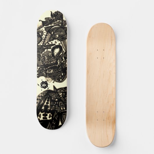 Sepia Black Abstrakt Skateboard (Vorderseite)