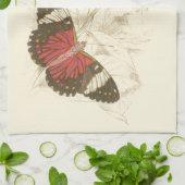 Sepia Blätter mit bunten Schmetterlingen Geschirrtuch (Gefaltet)