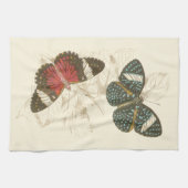 Sepia Blätter mit bunten Schmetterlingen Geschirrtuch (Horizontal)