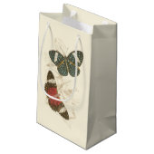Sepia Blätter mit bunten Schmetterlingen Kleine Geschenktüte (Rückseite Schrägansicht)