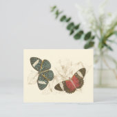 Sepia Blätter mit bunten Schmetterlingen Postkarte (Stehend Vorderseite)