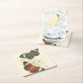 Sepia-Blätter mit bunten Schmetterlingen Rechteckiger Pappuntersetzer (Vor Ort)