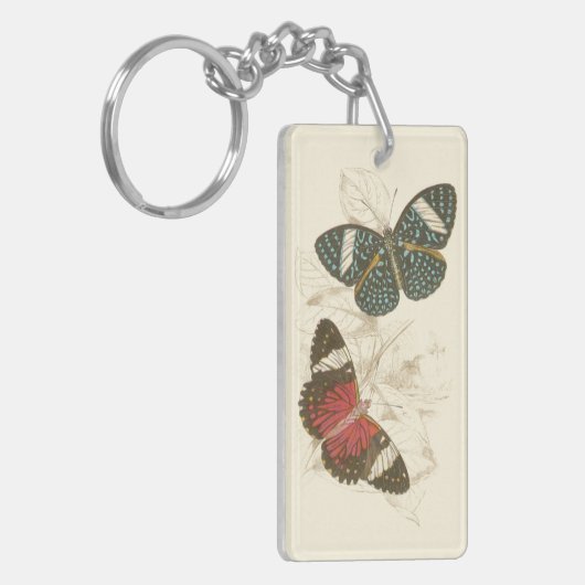 Sepia Blätter mit bunten Schmetterlingen Schlüsselanhänger (Vorderseite links)