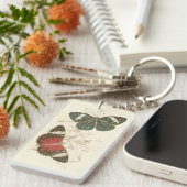 Sepia Blätter mit bunten Schmetterlingen Schlüsselanhänger (Vorderseite rechts)