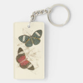 Sepia Blätter mit bunten Schmetterlingen Schlüsselanhänger (Rückseite)