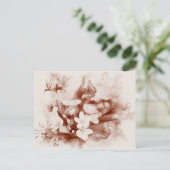 Sepia-Blume und Schmetterlinge Postkarte (Stehend Vorderseite)