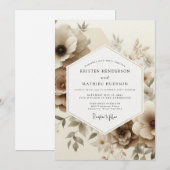 Sepia-Blumen-Romanze-Hochzeit Einladung (Vorne/Hinten)