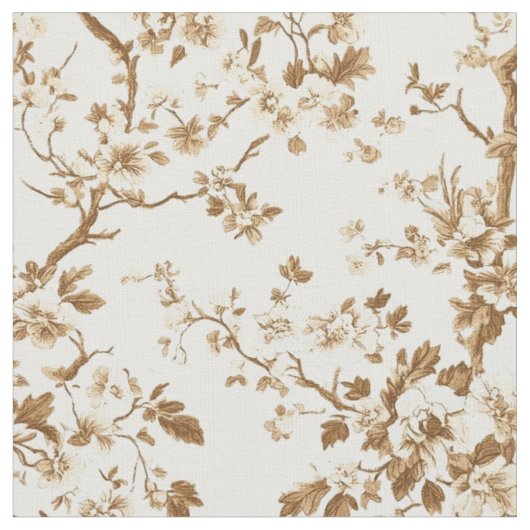 Sepia-Blumen-Zweig-Toile-Muster Stoff (Nahaufnahme)