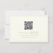 Sepia-Blumenwappen-Monogramm-QR-Code-Hochzeit RSVP Karte (Rückseite)