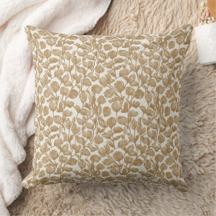 Sepia-blumiges Muster Kissen