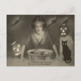 Sepia Bobbing für Äpfel Black Cat Pumpkin Postkarte