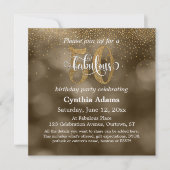 Sepia Bokeh, Gold Glitzer & Script 50 & Fabulous Einladung (Vorderseite)