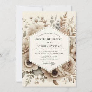 Sepia Botanische Romantische Hochzeit Einladung