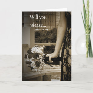 Sepia Bouquet Matron of Honor Request Card Einladung