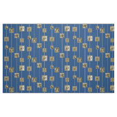 Sepia-Boxer-Hündchen auf blauem Gewebe Stoff (Fat Quarter (45,7 x 55,9 cm))