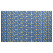 Sepia-Boxer-Hündchen auf blauem Gewebe Stoff (Yard (91,4 cm))
