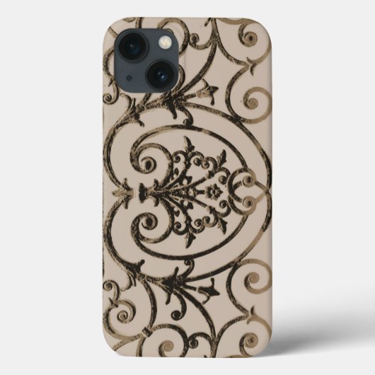 Sepia braune Scrollwork Muster Case-Mate iPhone ca Hülle (Rückseite)