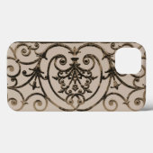 Sepia braune Scrollwork Muster Case-Mate iPhone ca Hülle (Rückseite (Horizontal))