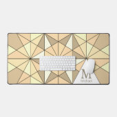 Sepia-braunes Retro-Mosaikdreieck-Muster Monogramm Schreibtischunterlage (Tastatur & Maus)