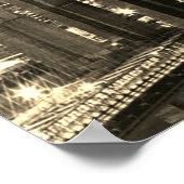 Sepia Brooklyn Bridge New York Night Poster (Ecke)