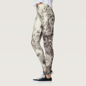 Sepia Brown Cream Botanical Floral Toile No.2 Leggings (Links)