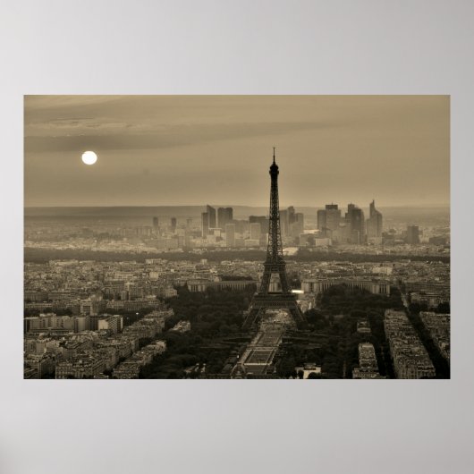 Sepia Brown Eiffel Tower Paris Europa Reisen Poster (Vorne)