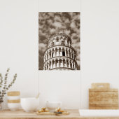 Sepia Brown Leaning Tower of Pisa Italien Poster (Küche)