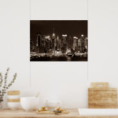 Sepia Brown New York City Night Arwork Poster (Küche)